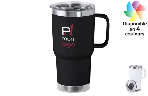 Mug isotherme publicitaire personnalisé Paster en acier inox recyclé 