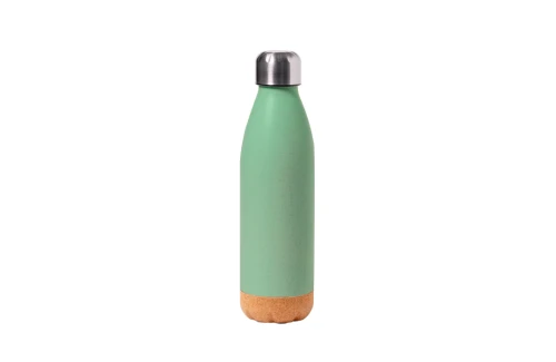 Bouteille personnalisée en PE veiné à base liège et bouchon acier Stroud 650 ml