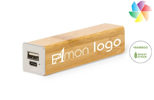 Batterie externe personnalisable 2200 mAh powerbank publicitaire en bambou Godimer 