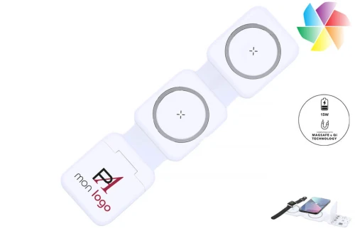 Chargeur sans fil magnétique complet 15w publicitaire personnalisé Gresin 