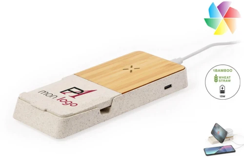 Chargeur sans fil à induction 15w écoconçu publicitaire personnalisé Barichen 