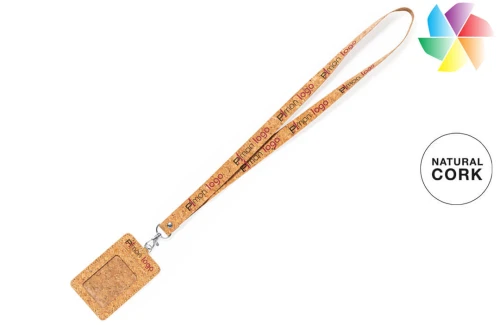 Cordon tour de cou personnalisé liège Beryel lanyard publicitaire avec porte badge 