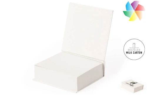 Porte bloc notes publicitaire personnalisé Vidmar support en carton de lait recyclé 
