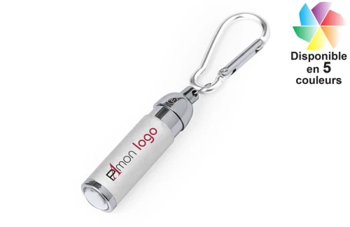 Porte-clés publicitaire personnalisé lampe torche led en aluminium recyclé Wols 