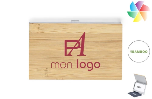 Porte cartes publicitaire personnalisé Eltanin en aluminium et bambou 