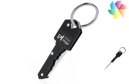 Porte-clés publicitaire personnalisé canif en aluminium et inox Koburn 
