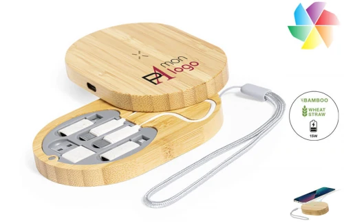 Ensemble de chargeur de téléphone sans fil 15w publicitaire personnalisé Elio 