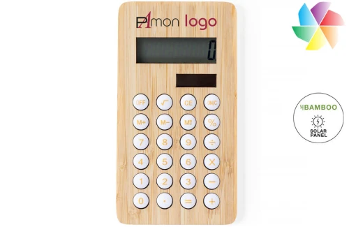 Calculatrice publicitaire personnalisé solaire à 8 chiffres Sitax en bambou 