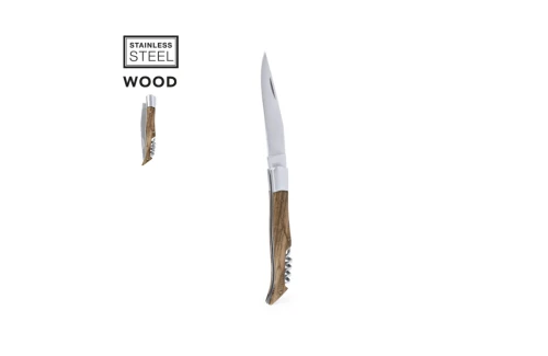 Couteau pliable personnalisé à tire-bouchon Sparq en bois naturel