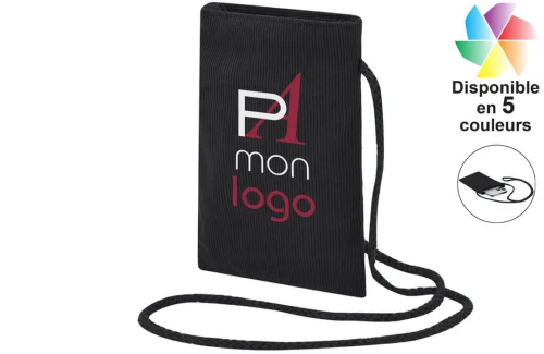 Pochette publicitaire personnalisé pour téléphone Hulak avec cordon tour de cou 