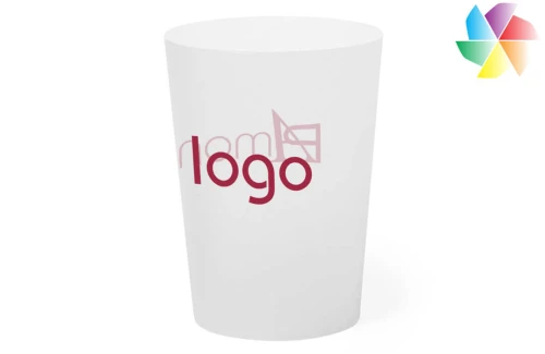 Gobelet réutilisable personnalisé Nirmal verre publicitaire en plastique dur sans BPA à finition givrée 