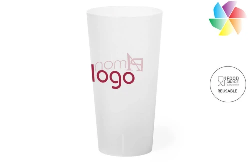 Gobelet réutilisable personnalisé Yonrax verre publicitaire sans BPA à finition givrée 400 ml 