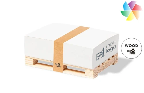 Porte bloc notes publicitaire personnalisé Hibon en forme de palette bois 