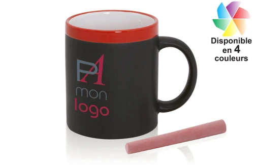 Mug ardoise publicitaire personnalisé Colorful avec craie 