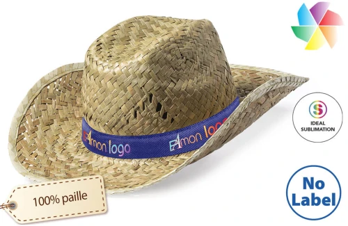 Chapeau de paille naturel personnalisé Bull