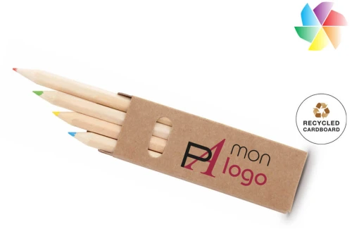 Boîte de crayon publicitaire personnalisée Tynie set de 4 crayons de couleurs 