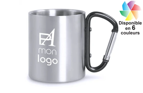 Tasse en inox personnalisée Bastic de 210 ml avec mousqueton