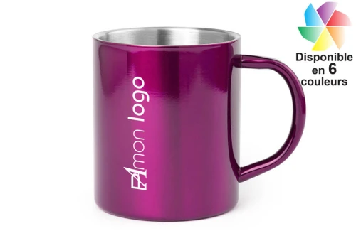 Mug en acier inoxydable bicolore Yozax publicitaire personnalisé 