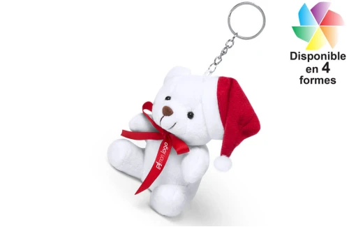 Porte-clés publicitaire personnalisé peluche bonnet de noël Glenda 
