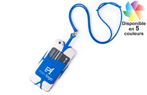 Cordon tour de cou personnalisé Veltux lanyard publicitaire avec support téléphone 
