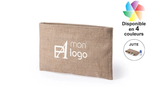 Trousse de toilette de voyage publicitaire personnalisée Singla petite pochette en toile de jute 