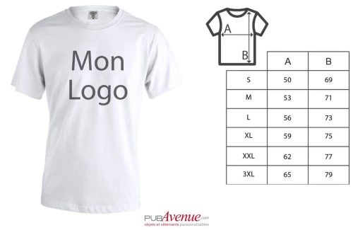 Tee shirt publicitaire keya MC 130 blanc mixte