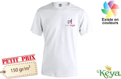 T-shirt publicitaire personnalisé keya MC 150 blanc pour homme 