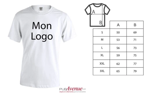 Tee shirt publicitaire à manches courtes keya MC 150 blanc pour homme