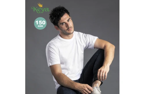 Tee shirt publicitaire à manches courtes keya MC 150 blanc pour homme