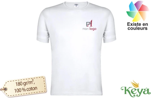T-shirt blanc keya MC180 homme publicitaire personnalisé 