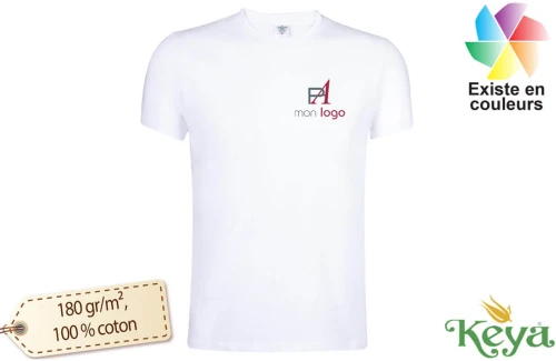 T-shirt keya blanc MC180-OE en coton lourd publicitaire personnalisé 