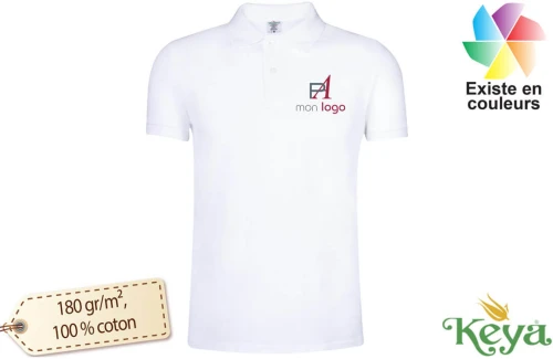 Polo personnalisé keya Blanc MPS180 pour homme