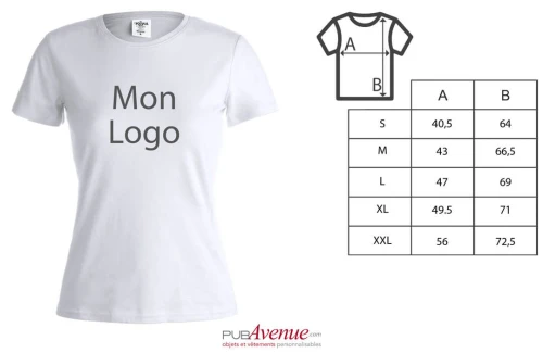 Tee shirt publicitaire à manches courtes keya WCS150 blanc pour femme