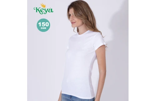 Tee shirt publicitaire keya WCS150 blanc pour femme