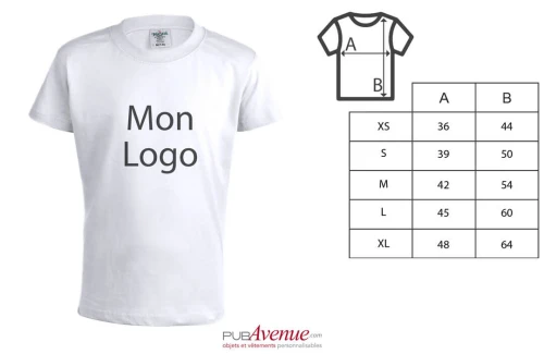 Tee shirt publicitaire à manches courtes keya YC150 blanc pour enfant