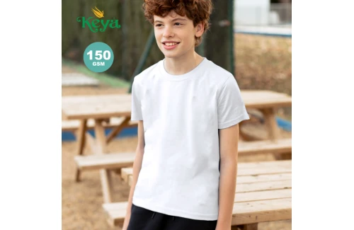Tee shirt publicitaire à manches courtes keya YC150 blanc pour enfant