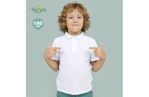 Polo personnalisé keya à manches courtes Blanc YPS180 pour enfant