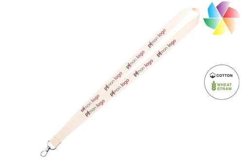 Cordon tour de cou publicitaire personnalisé Mirok lanyard promotionnel en coton naturel 