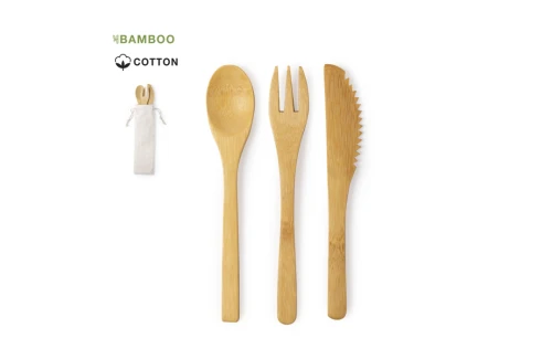 Couverts personnalisés plusin set à repas 3 pièces en bambou naturel