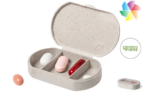Pilulier journalier publicitaire personnalisé Varsum boite pour médicament en fibre de bambou avec 3 compartiments 