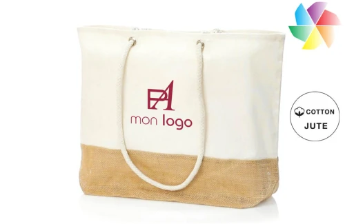 Sac de plage publicitaire personnalisé Bitalex en toile de jute et coton 