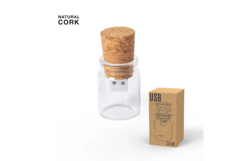 Clé USB personnalisée 16 Go pot en verre et liege Domar made in Europe