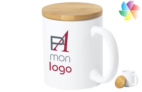 Mug publicitaire personnalisé Yotel avec couvercle en bambou 