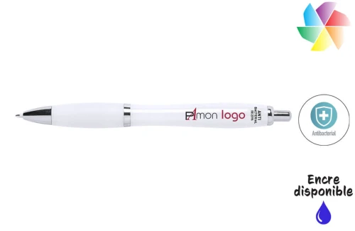 Stylo publicitaire personnalisé antibactérien Flom à encre bleue 
