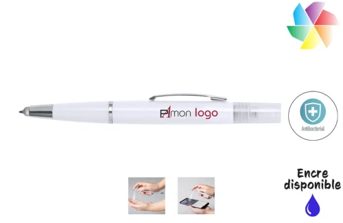 Stylo publicitaire personnalisé antibactérien Yak avec pulvérisateur rechargeable 
