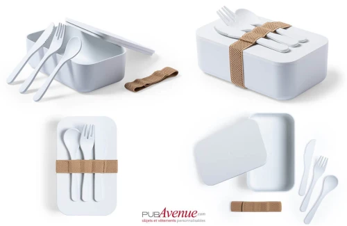 Lunch box personnalisée Molkas boîte repas biodégradable avec couvert