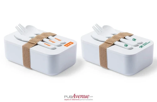 Lunch box personnalisée Molkas boîte repas biodégradable avec couvert