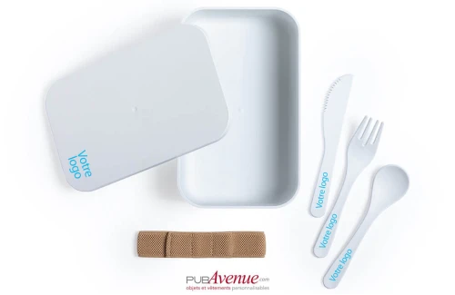 Lunch box personnalisée Molkas boîte repas biodégradable avec couvert