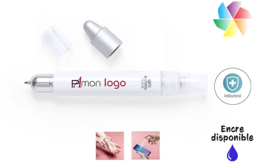 Stylet publicitaire personnalisé antibactérien Fruk avec pulvérisateur rechargeable 