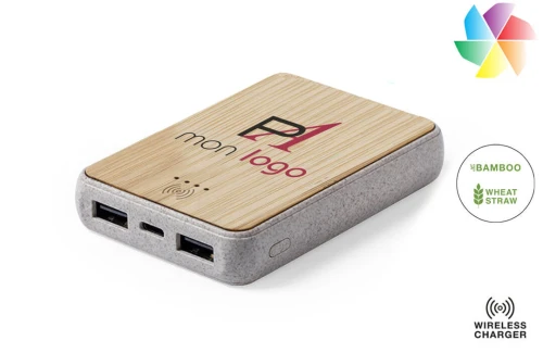 Batterie externe personnalisable powerbank publicitaire chargeur sans fil Gorix 5000 mAh 